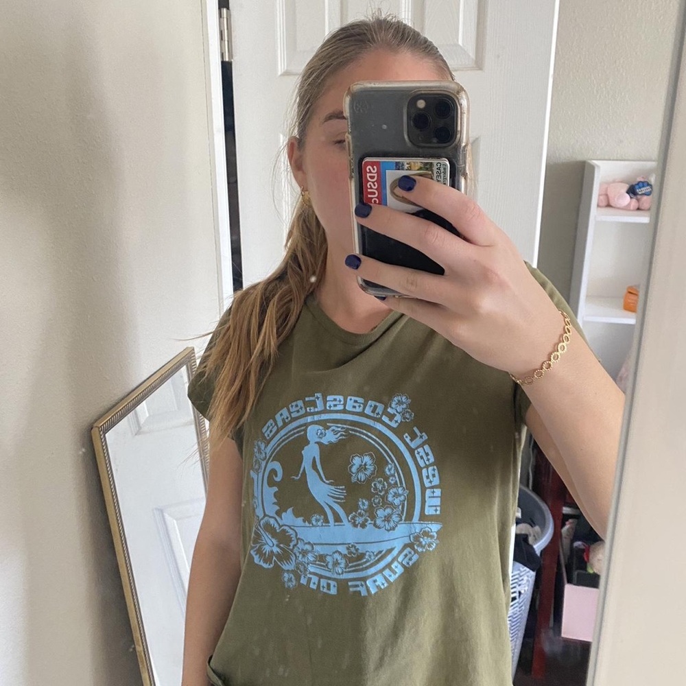 Old Navy Olive Green Sheer T-Shirt
